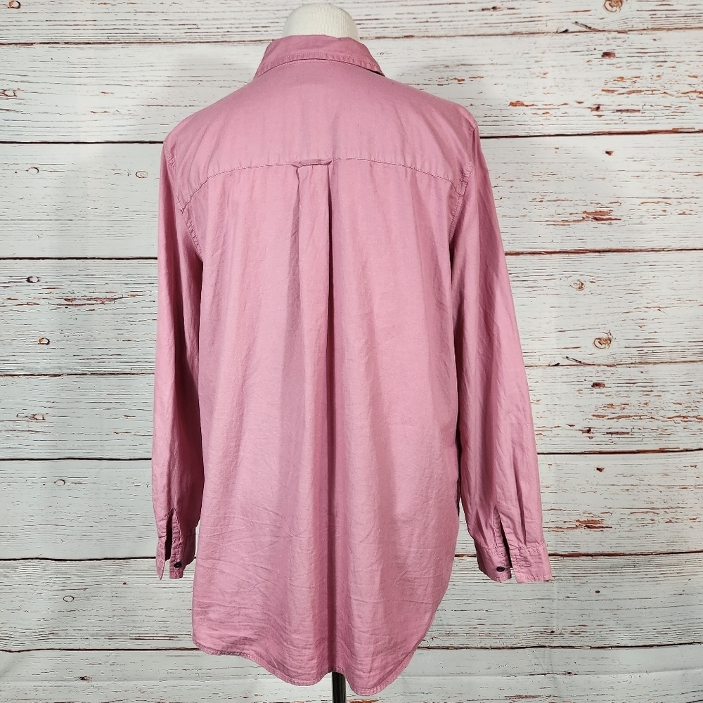 J. JILL Pink Dusty Rose Button Up Long Sleeve Top 100% Cotton Size Large Tall - Picture 4 of 6